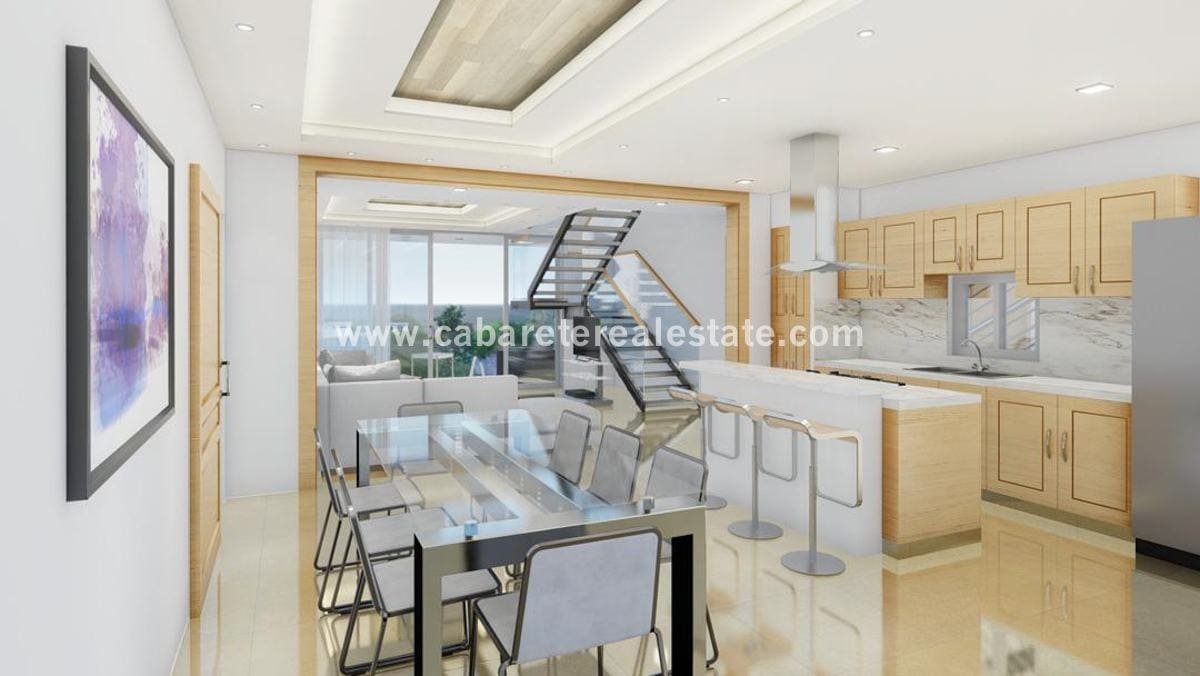 Luxury hilltop Ocean facing Condos penthouse bedroom dining kitchen family cabarete ada