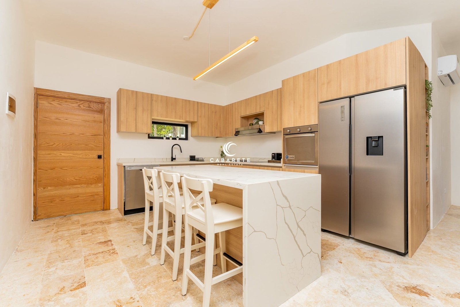 Modern Kitchen with Island in Cabarete Apartment