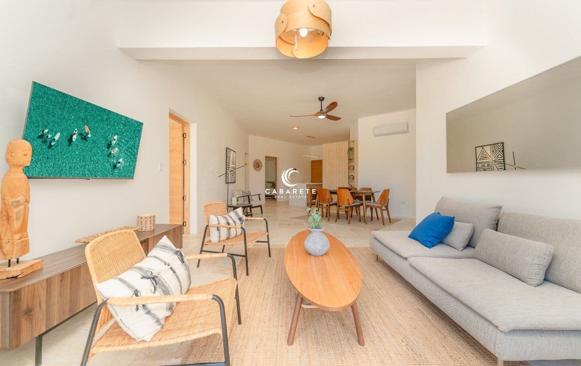 Spacious Open-Plan Living Area in Cabarete Apartment