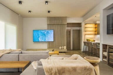 Minimalist Boho Haven OceanDream Living Room with TV