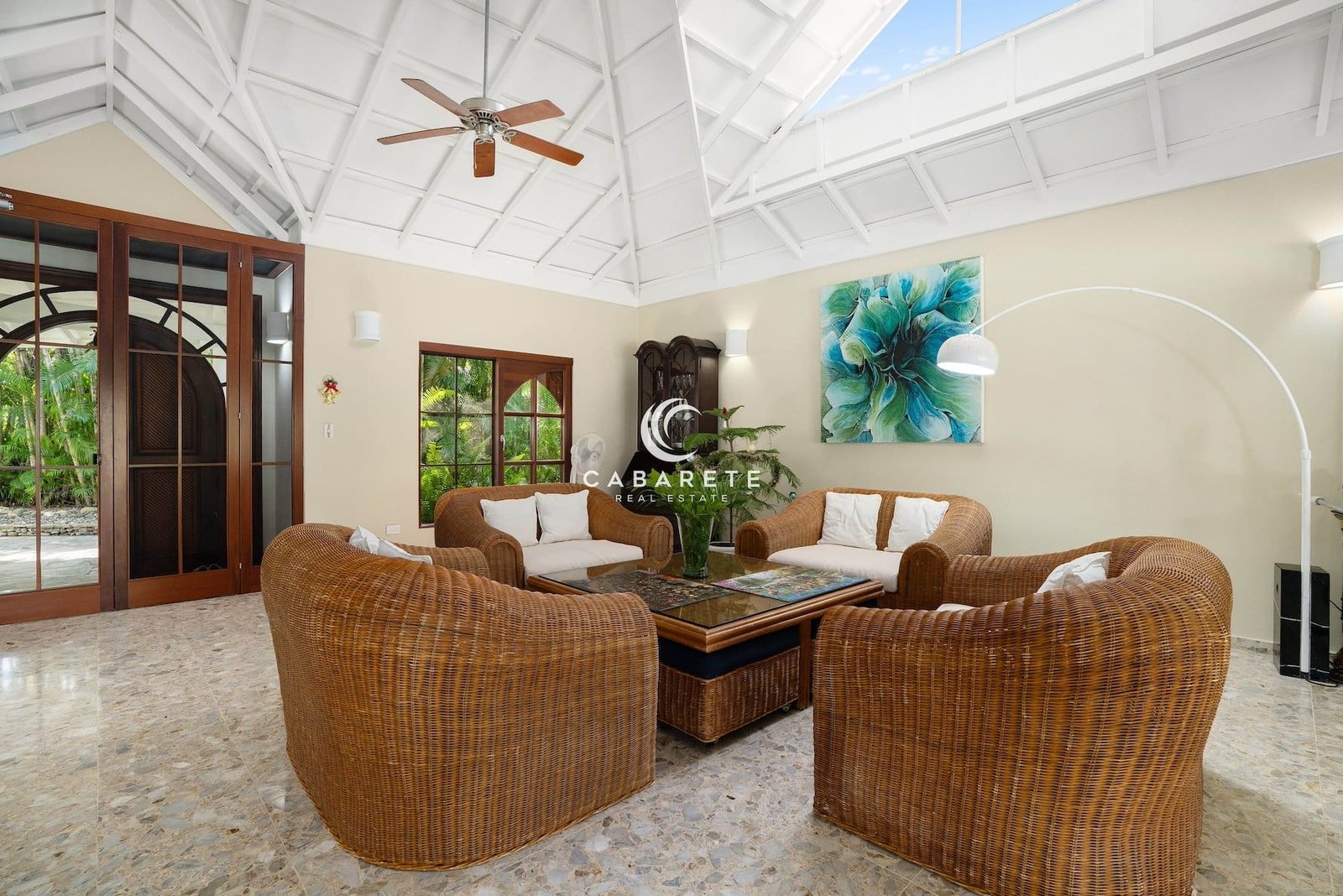 Coastal Villa: Luxury Living Space with Wood Chairs