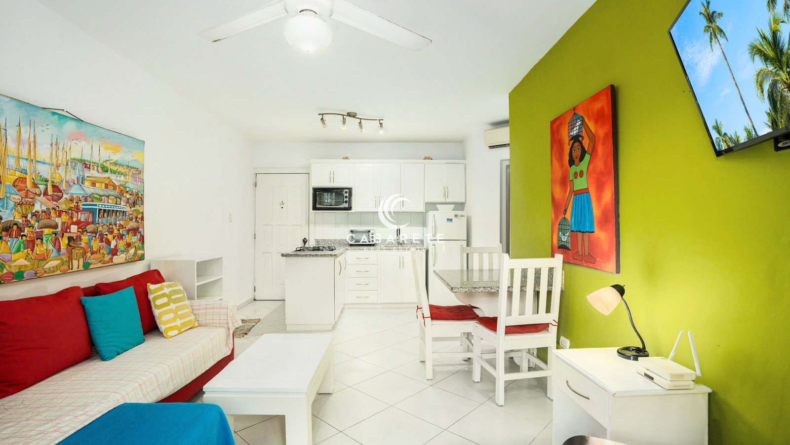 Central Cabarete Condo Bliss Living Area with Kitchen