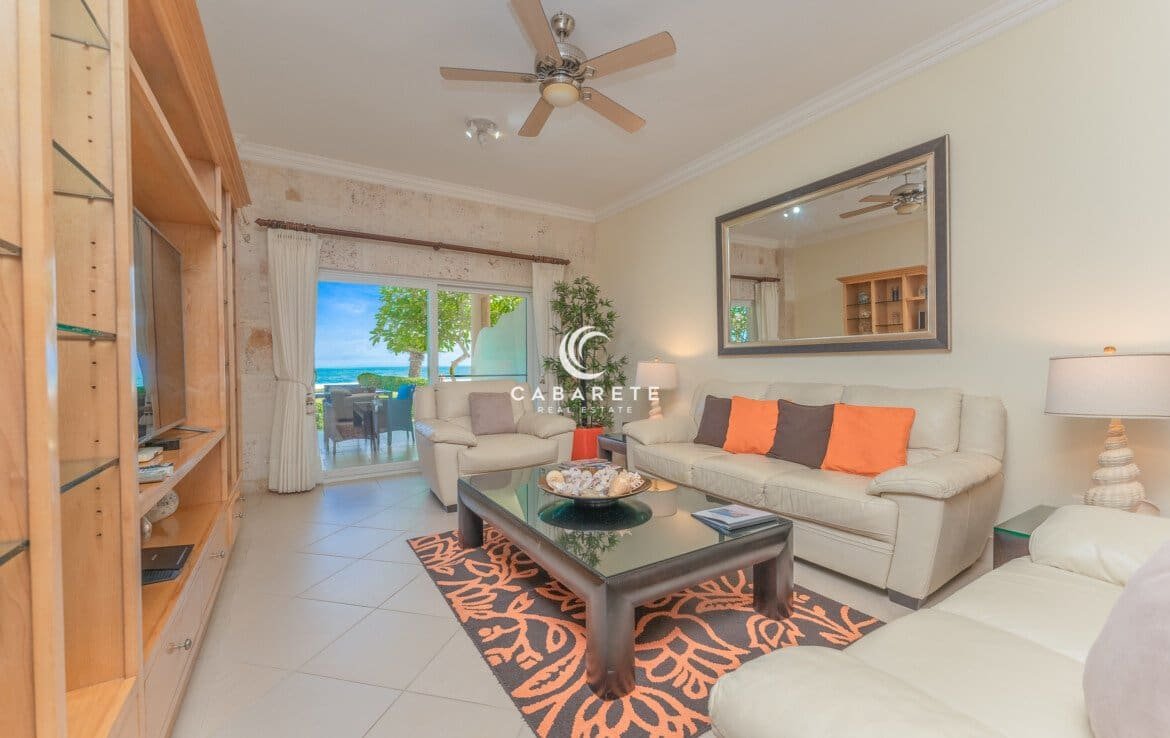 Beachfront Cabarete Center Condo Living Room