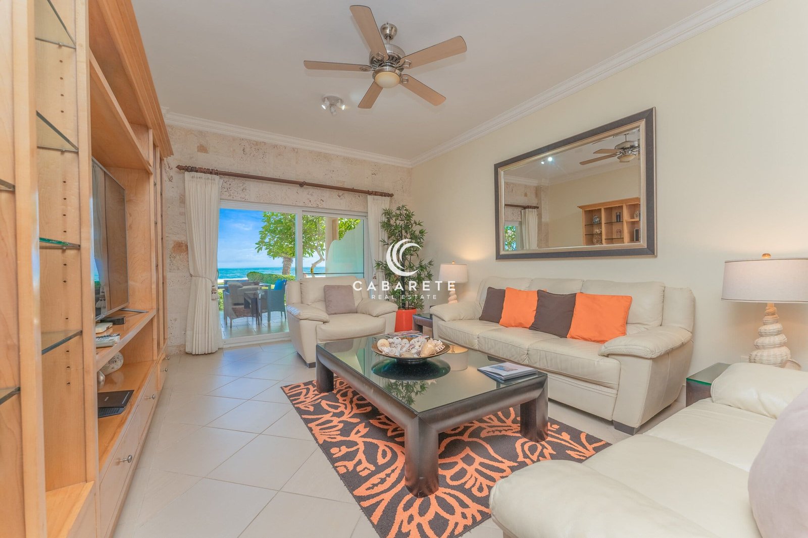 Beachfront Cabarete Center Condo Living Room