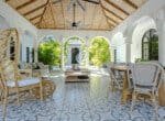 Outside seating area looking at house