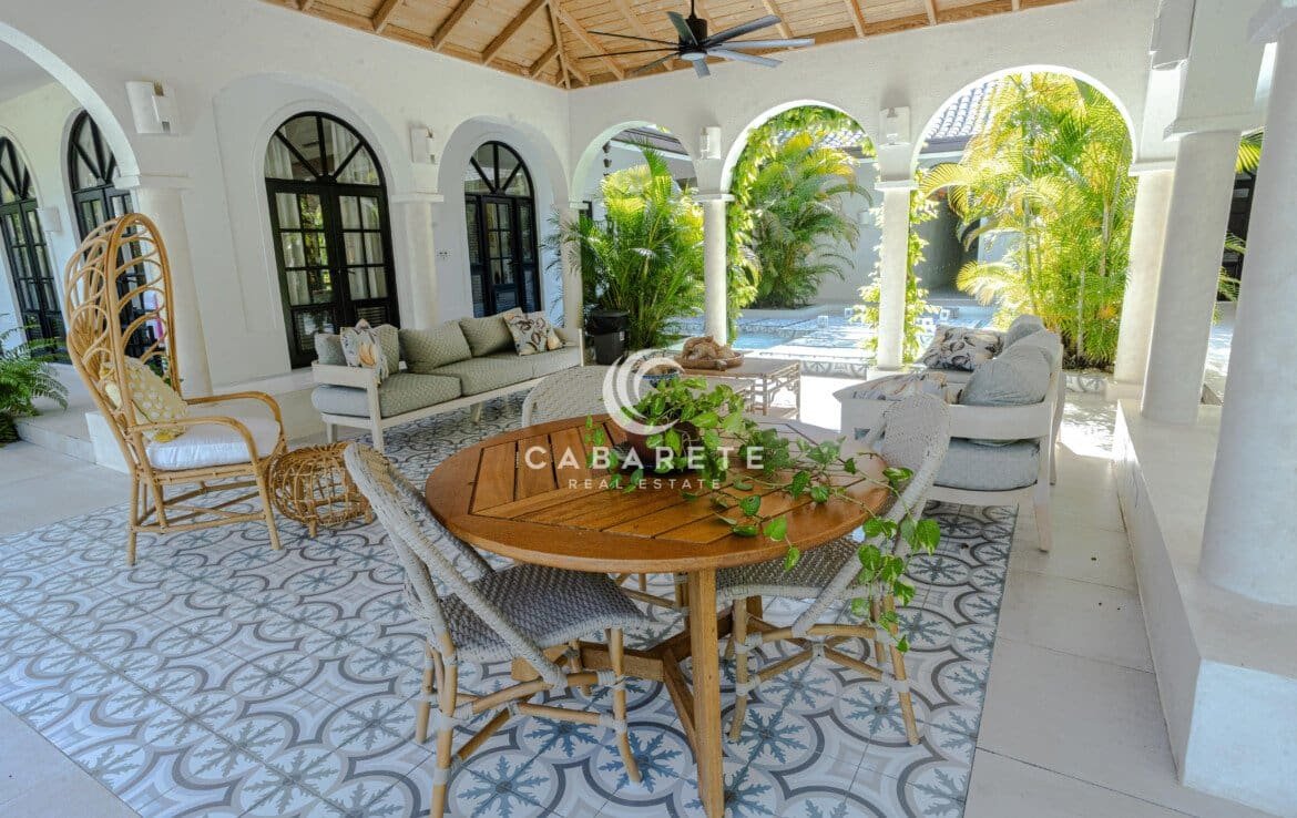 outside seating area at angle