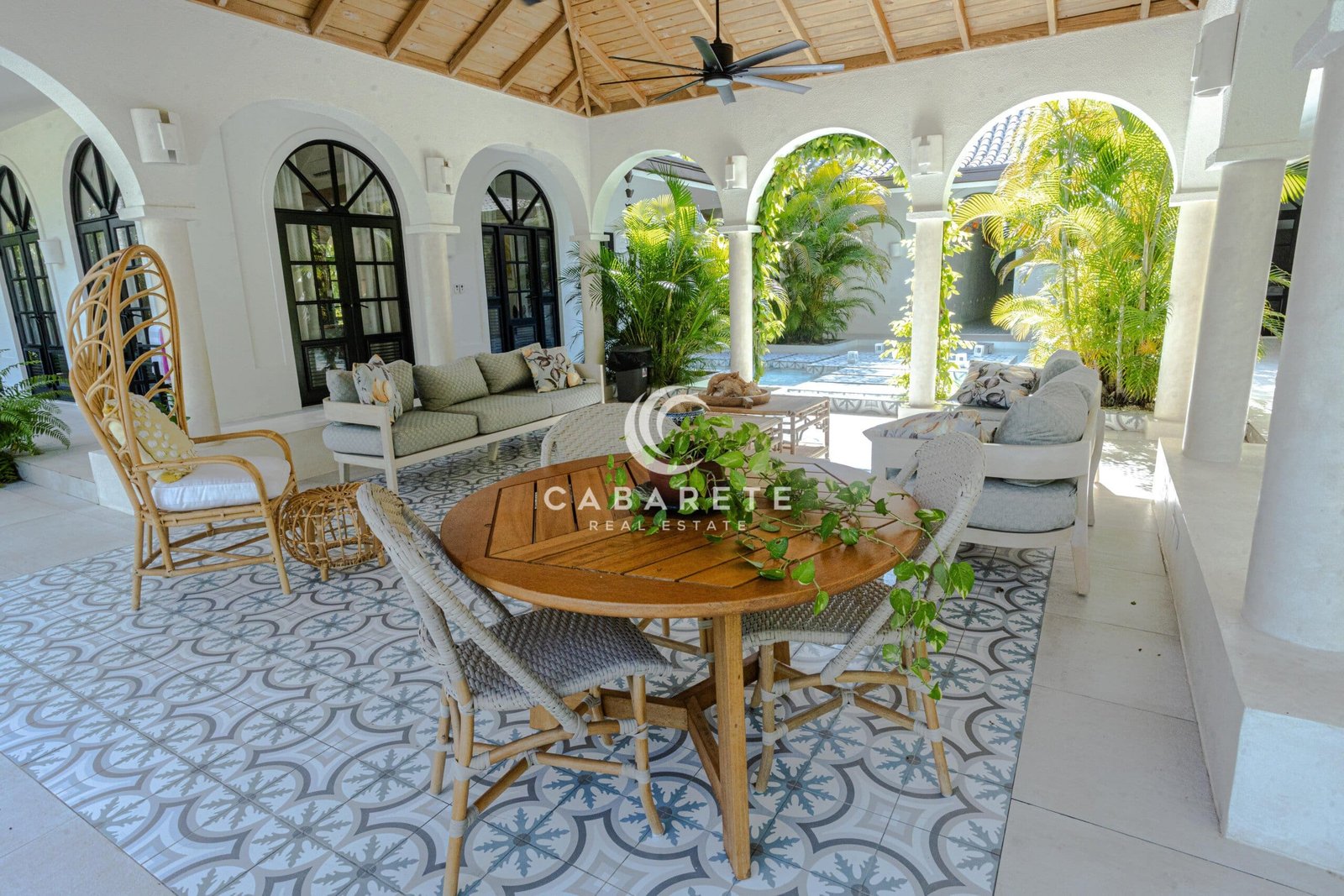 outside seating area at angle