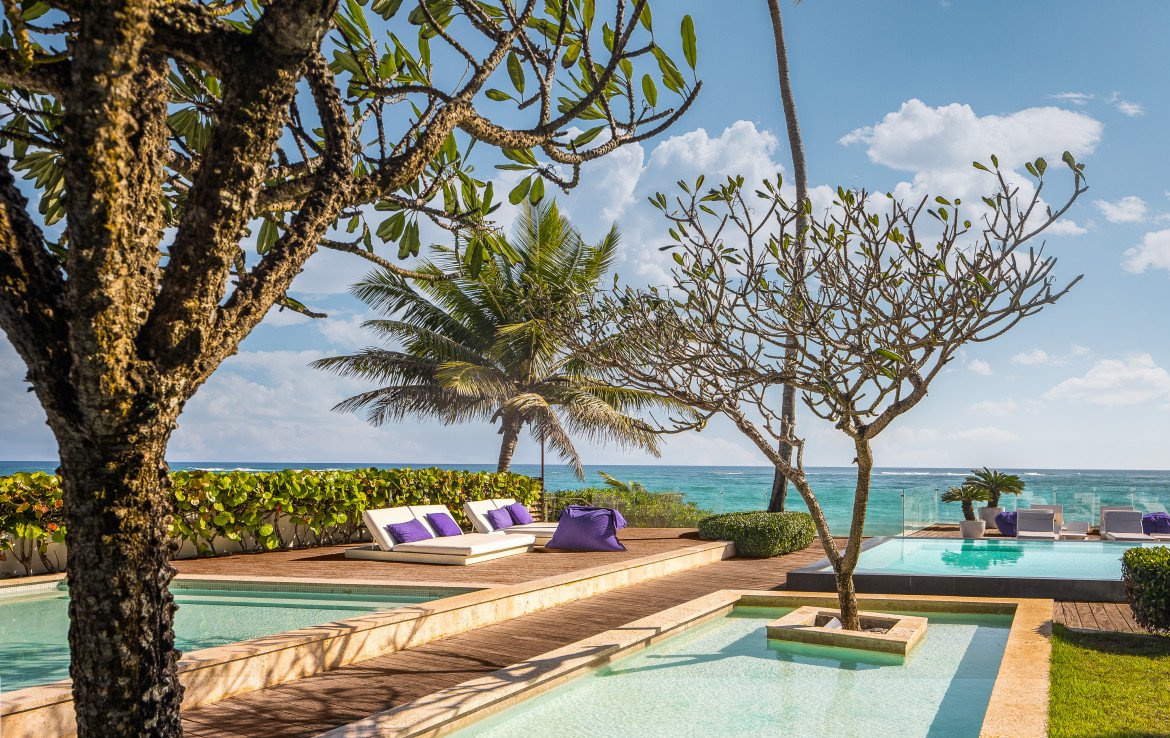 Infinity swimming pool at luxury beachfront community in Cabarete