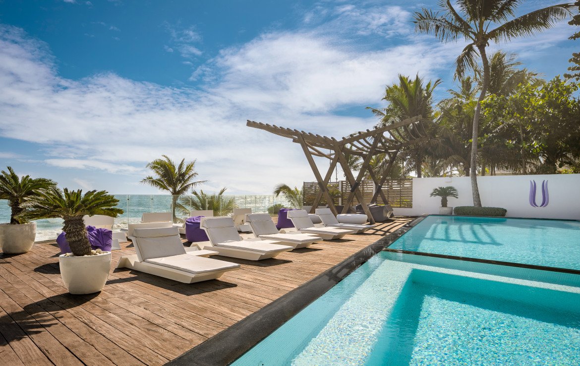 Infinity swimming pool at luxury beachfront community in Cabarete