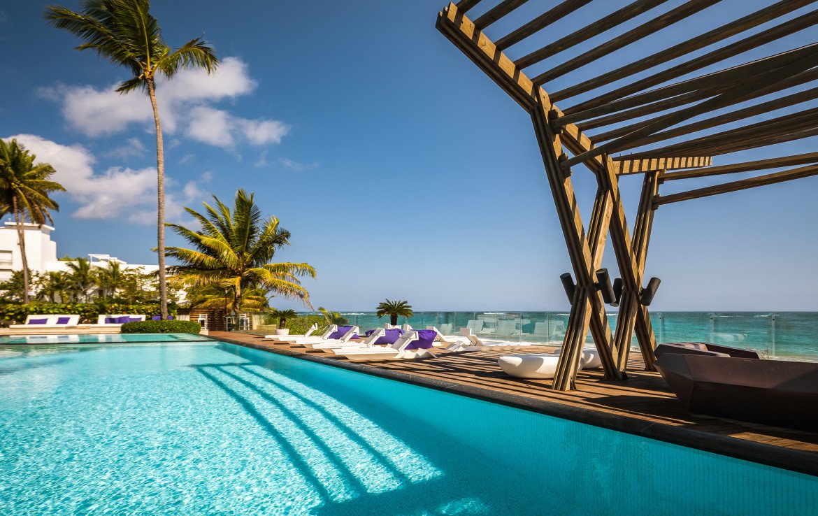 Infinity swimming pool at luxury beachfront community in Cabarete