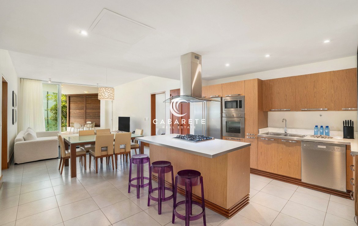 Contemporary kitchen in luxury ocean view condo