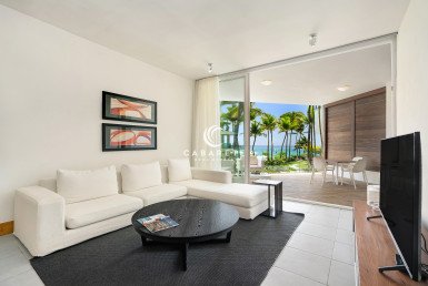 Ocean view living room in luxury Cabarete condominium