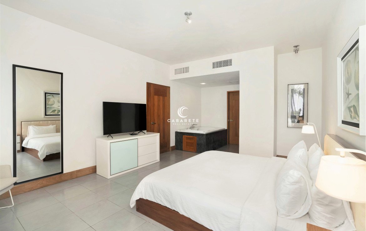 Primary bedroom with panoramic ocean views in Cabarete