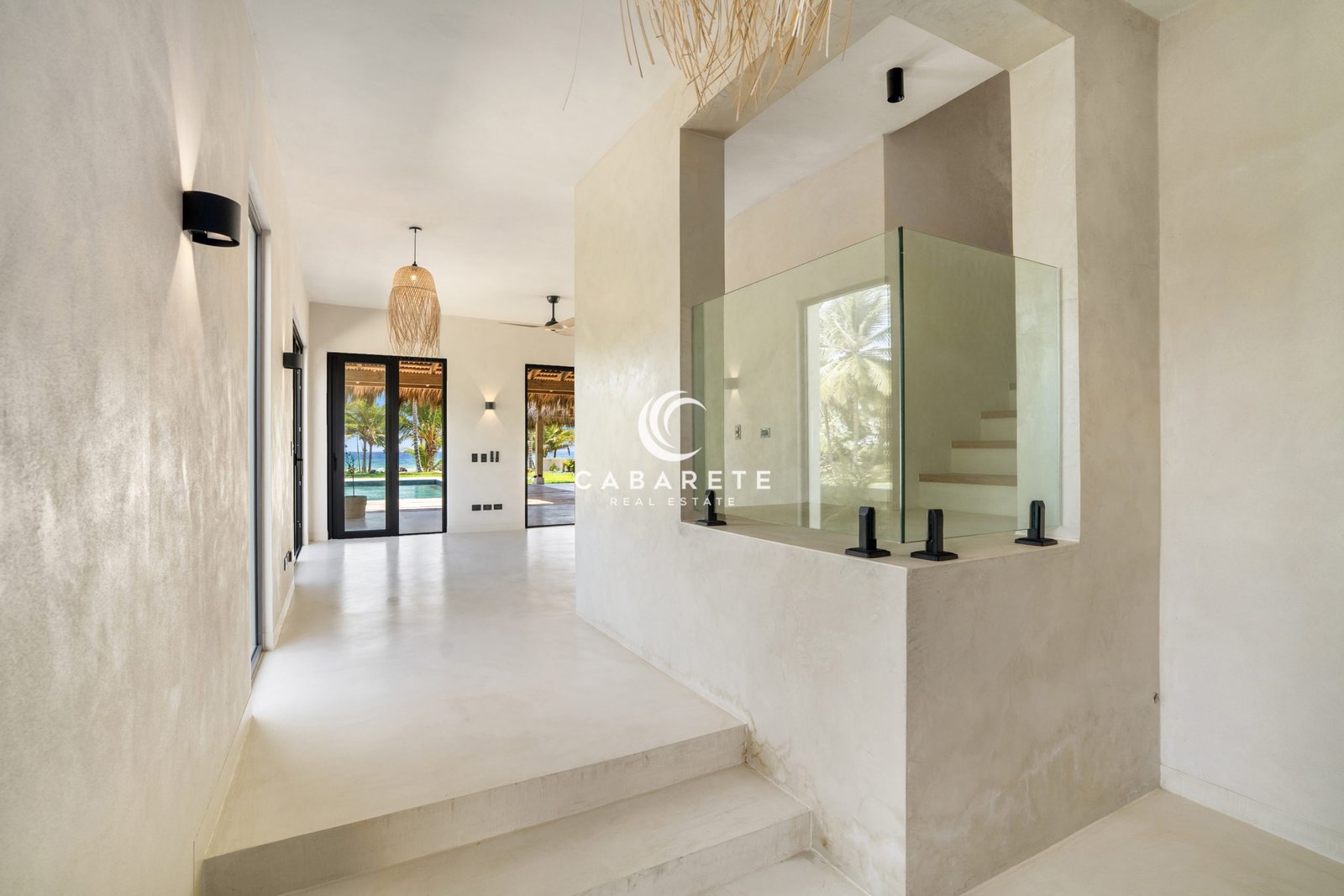 Contemporary open living area in luxury Cabarete villa