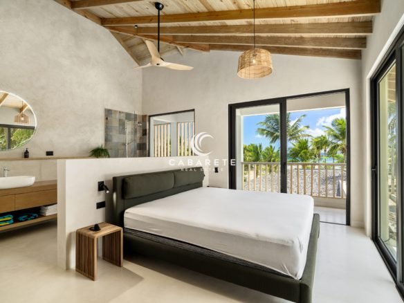 Ocean view primary bedroom in luxury Cabarete villa