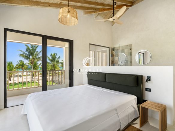 Ocean view primary bedroom in luxury Cabarete villa