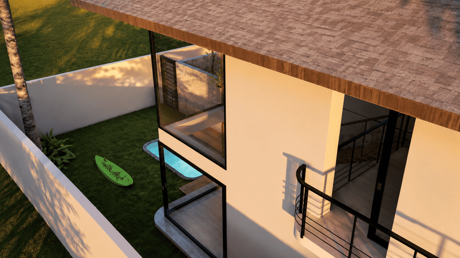 Private terrace and garden at loft villa near Kite Beach