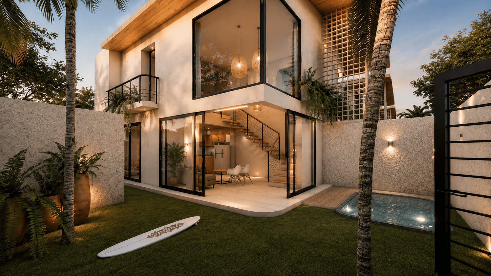 Double-height living area in contemporary Cabarete loft villa